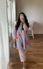 Lavendar Floral Kurta Set