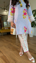Lavendar Floral Kurta Set