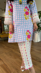 Lavendar Floral Kurta Set