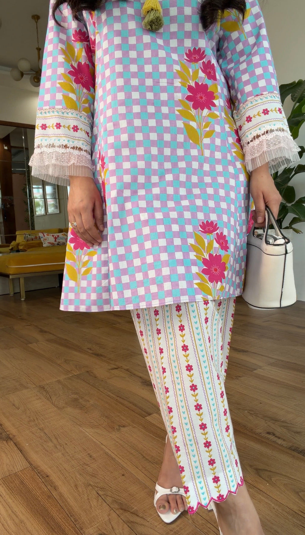 Lavendar Floral Kurta Set