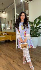 Lavendar Floral Kurta Set