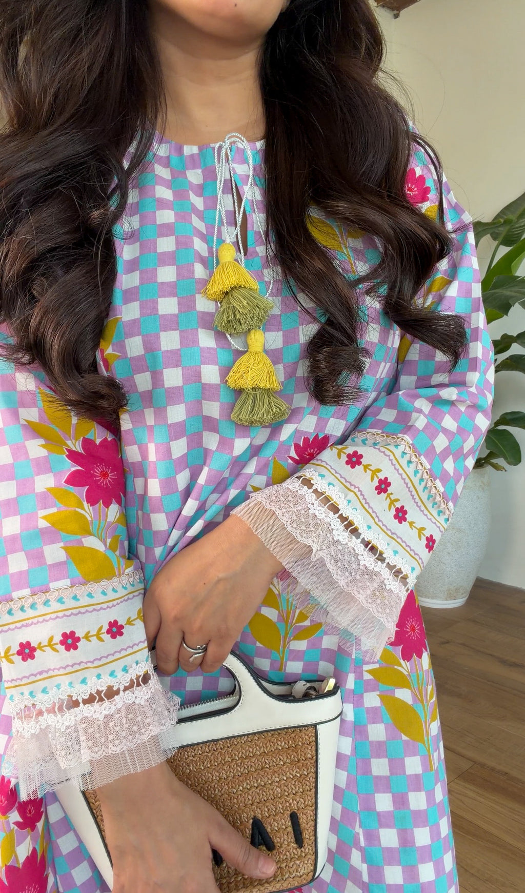 Lavendar Floral Kurta Set