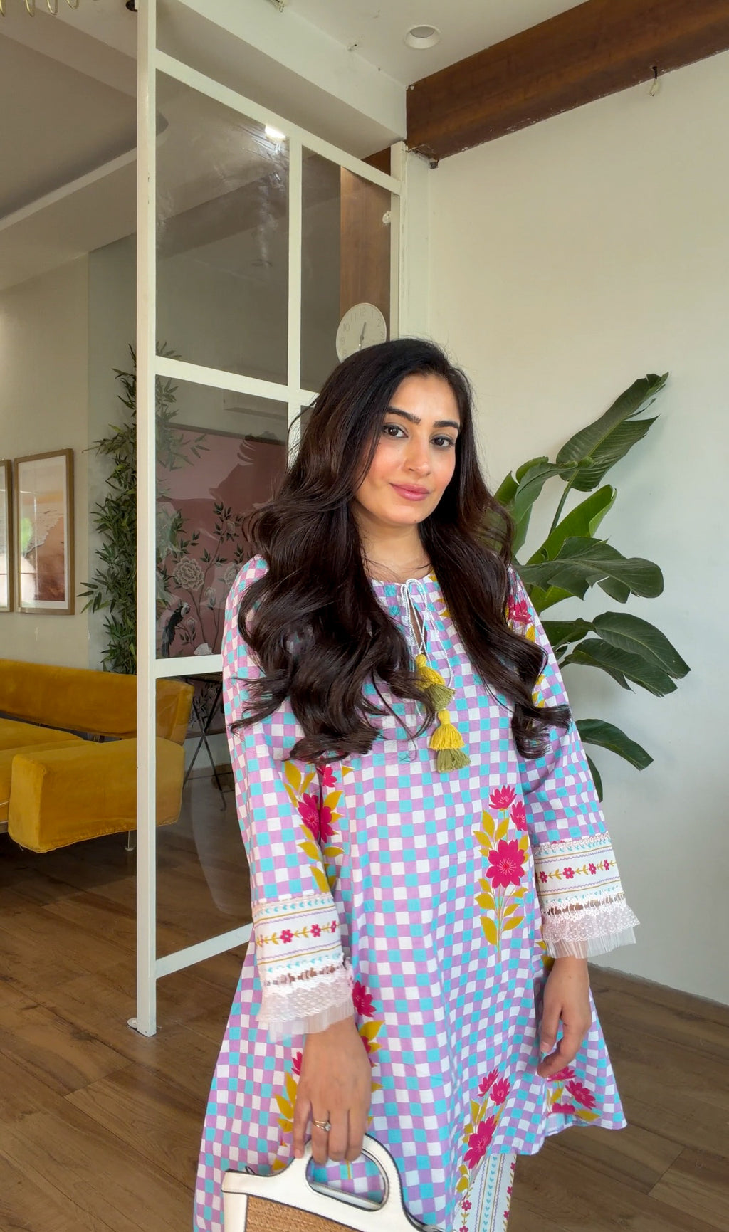 Lavendar Floral Kurta Set