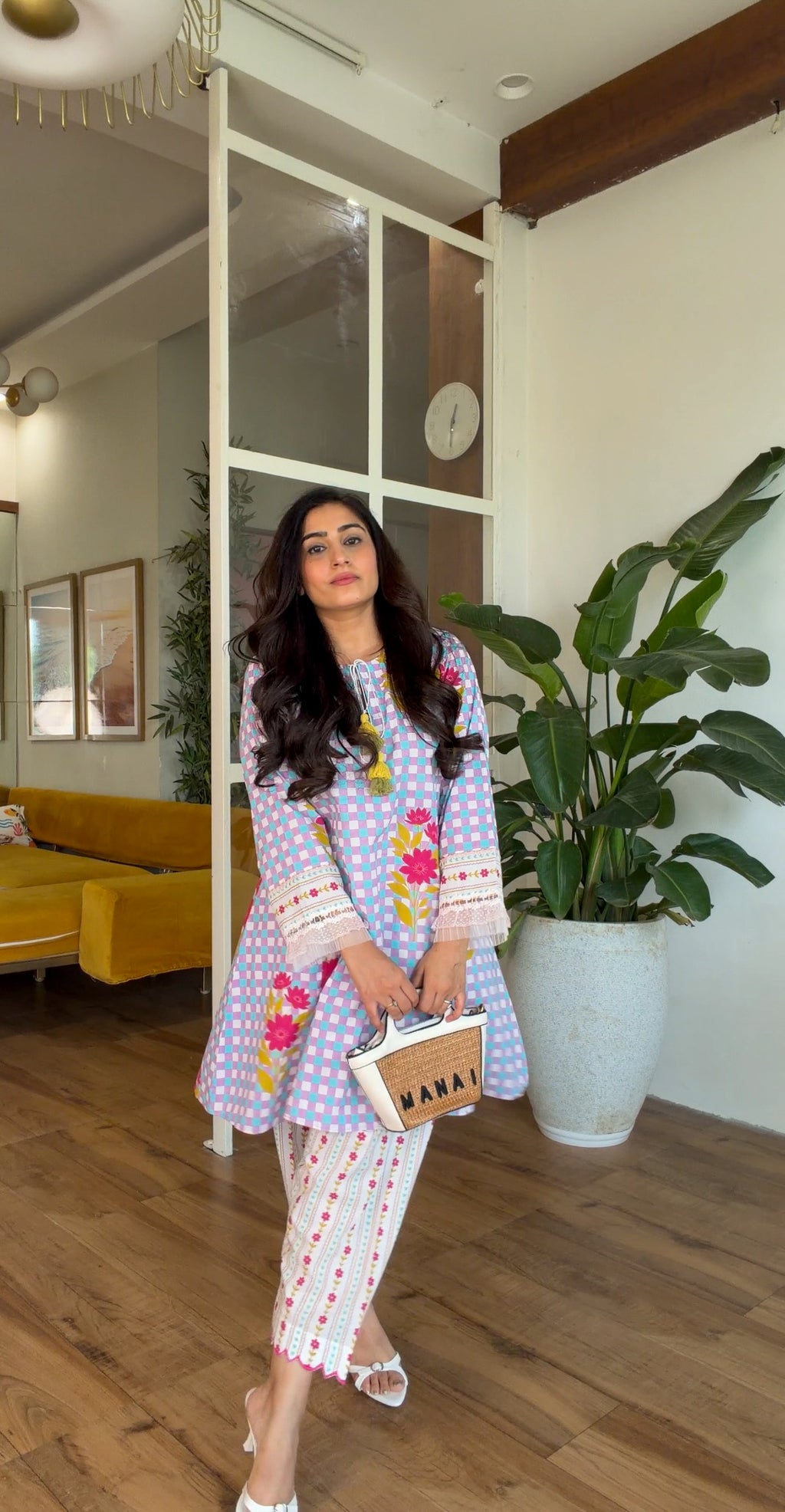Lavendar Floral Kurta Set