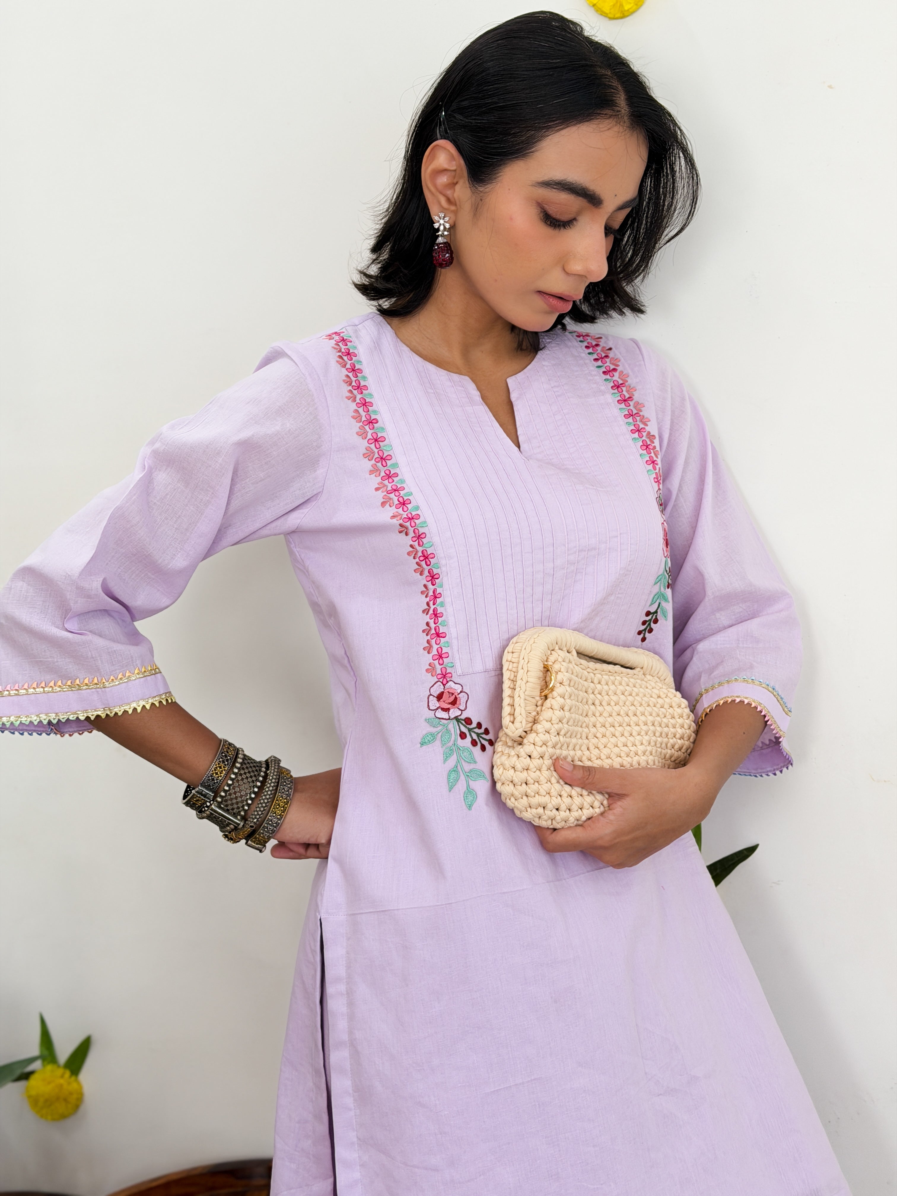Lavender Bloom Kurta Set
