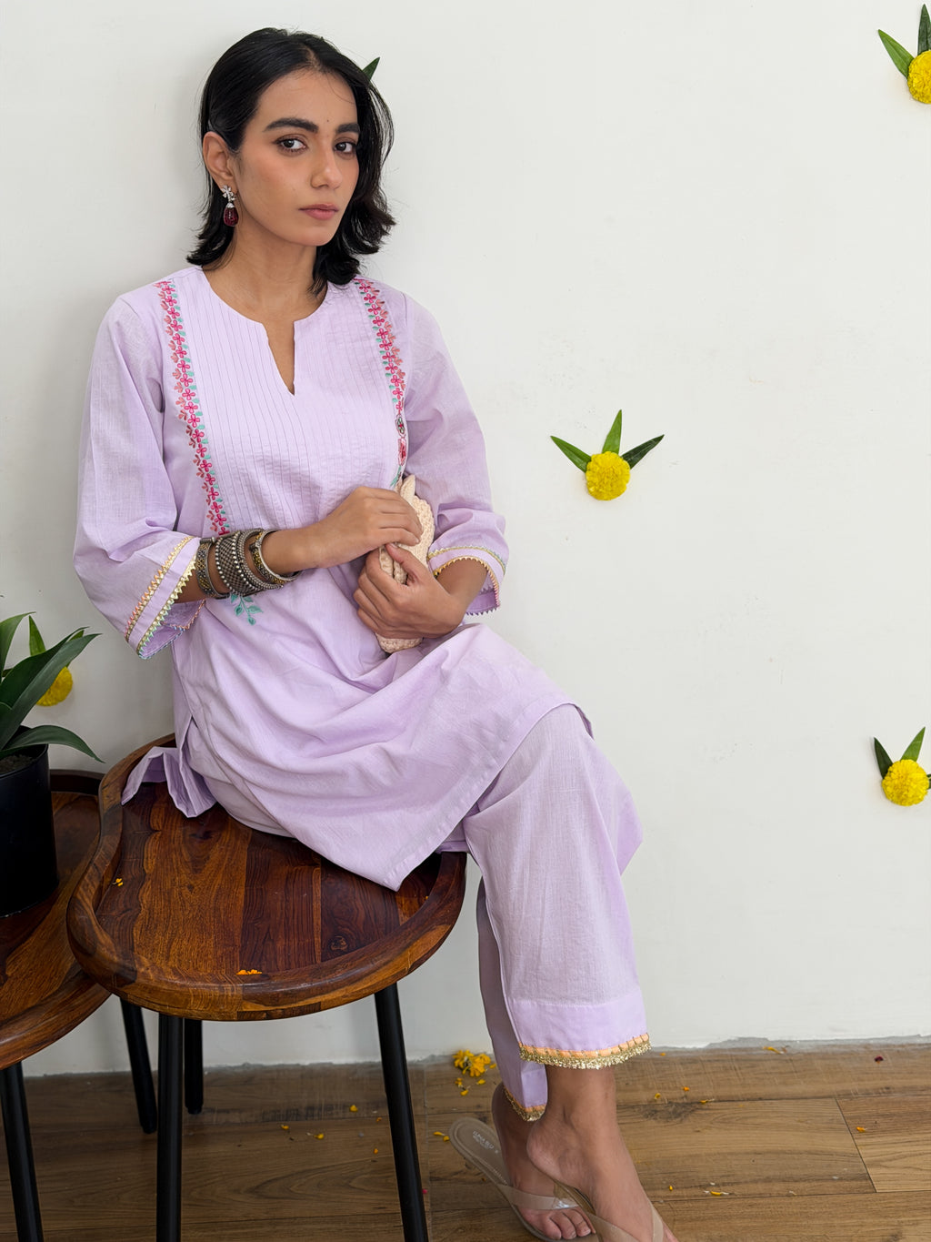 Lavender Bloom Kurta Set