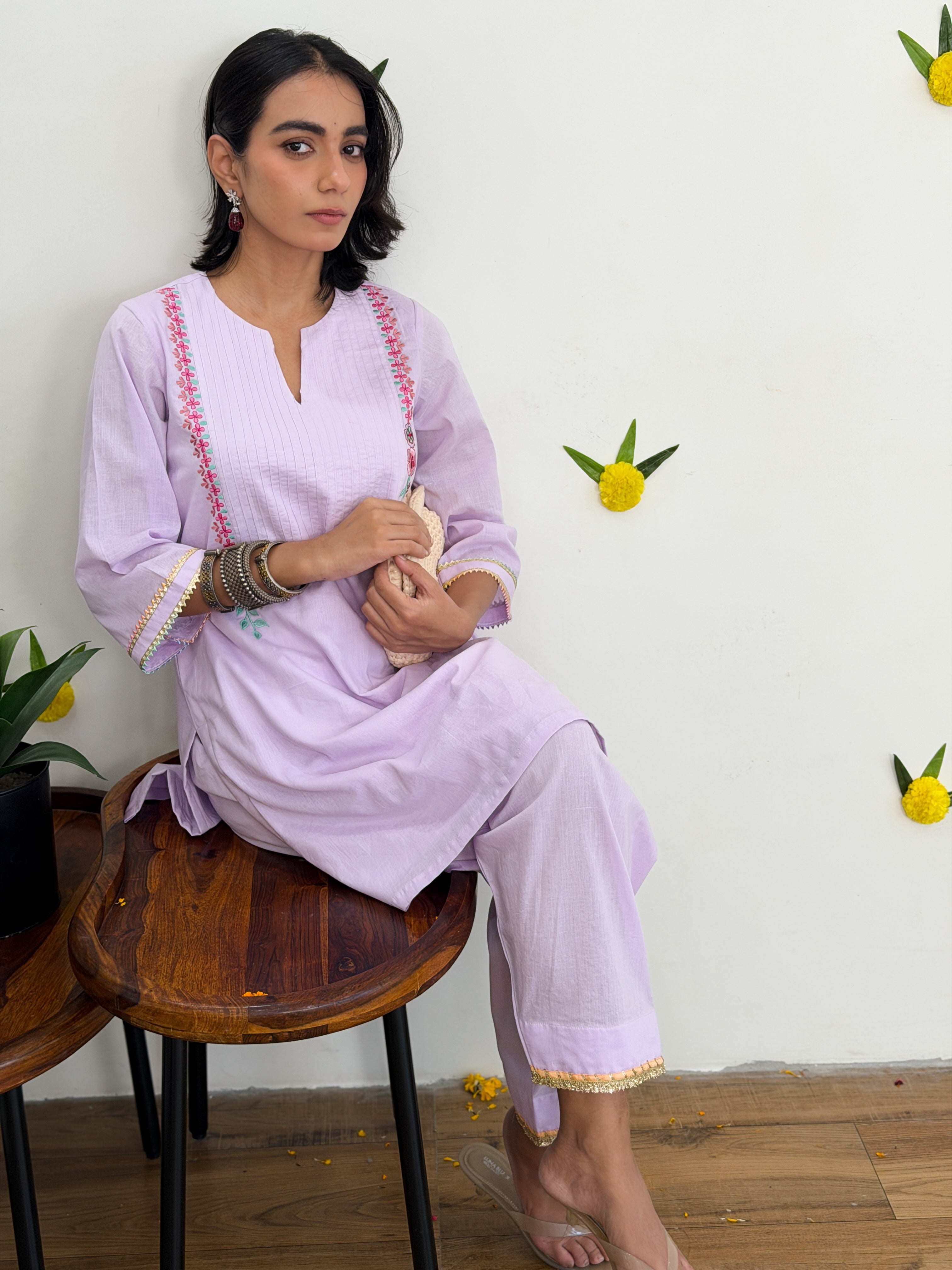 Lavender Bloom Kurta Set