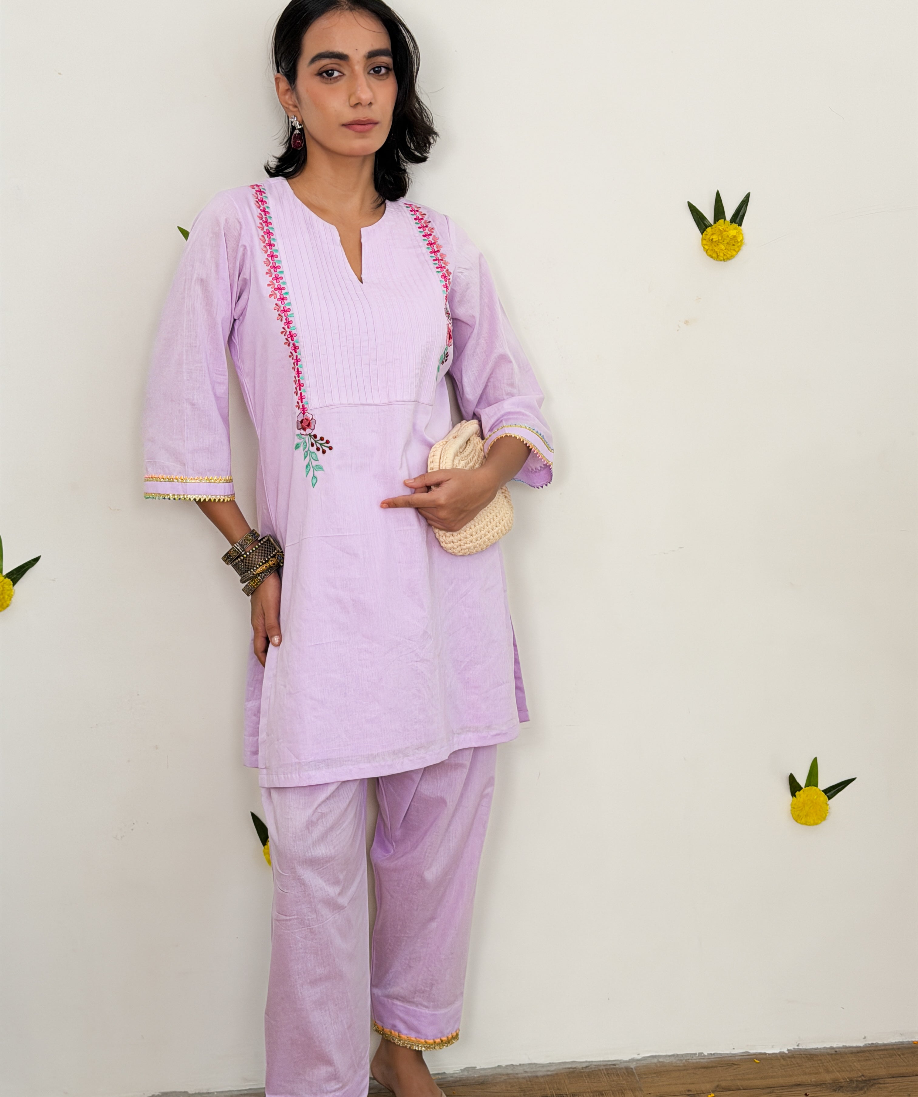 Lavender Bloom Kurta Set